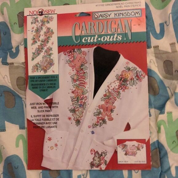 vintage Cardigan holiday Xmas‎ Fabric cutouts🌈5 for $25 - Picture 1 of 10